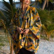 Cotton Velvet Kimono Jacket: Boho-Chic Short Coat, Plus Size - Mei - Image 4
