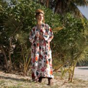 Handmade Floral Velvet Kimono Duster: Boho Maxi Jacket - Mai