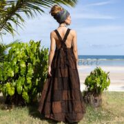 Handmade Patchwork Cotton Maxi Dress: Boho Sleeveless Overalls - Binsa - Image 3