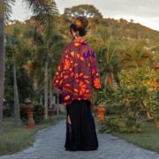 Boho Embroidered Kimono Jacket: Vintage Inspired Floral Cotton Quilt - Mari - Image 3