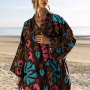 Embroidered Kimono Duster Coat: Boho Uzbek Style Cotton Jacket - Mai - Image 4