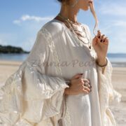 Boho Wedding Dress: Ruffled Lace Cotton Kaftan Gown - Wild Heart - Image 6