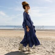 Handmade Ruffled Cotton Kaftan Dress: Bohemian Beach Cover-Up - Wild Heart - Image 2