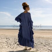Handmade Ruffled Cotton Kaftan Dress: Bohemian Beach Cover-Up - Wild Heart - Image 3