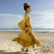 Handmade Ruffled Cotton Kaftan Dress: Bohemian Wedding Gown - Wild Heart - Image 3