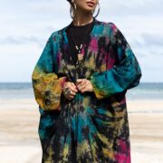 Handmade Tie-Dye Kimono Duster: Boho Festival Cotton Coverup - Daxa - Image 4