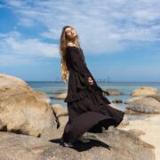 Boho Wedding Dress: Off-Shoulder Cotton Maxi Dress with Tiered Skirt - Lucia - Image 4