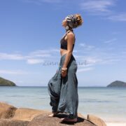Plus Size Boho Harem Pants: Raw Cotton River Moss Green Festival Outfit - Ira - Image 2