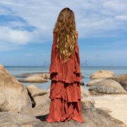 Off-Shoulder Cotton Boho Maxi Dress: Tiered Ruffle, Smocked Waist - Lucia - Image 3