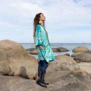 Oversized Tie Dye Tunic Dress: Boho Cotton Jersey, Plus Size - Galaxy - Image 2