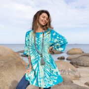 Oversized Tie Dye Tunic Dress: Boho Cotton Jersey, Plus Size - Galaxy - Image 4