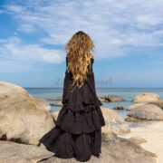 Boho Wedding Dress: Off-Shoulder Cotton Maxi Dress with Tiered Skirt - Lucia - Image 3