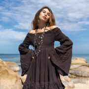 Boho Wedding Dress: Off-Shoulder Cotton Maxi Dress with Tiered Skirt - Lucia - Image 5