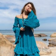 Boho Wedding Maxi Dress: Off-Shoulder Ruffled Cotton Gown - Lucia - Image 4