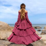 Boho Wedding Dress: Off-Shoulder Cotton Maxi Dress with Tiered Skirt - Lucia - Image 3