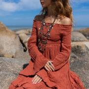 Off-Shoulder Cotton Boho Maxi Dress: Tiered Ruffle, Smocked Waist - Lucia - Image 5