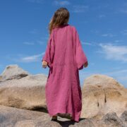 Plus Size Mauve Cotton Kimono Duster: Boho Beach Coverup - Aimee - Image 3