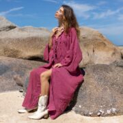 Plus Size Mauve Cotton Kimono Duster: Boho Beach Coverup - Aimee - Image 5
