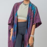 Handmade Tie Dye Cotton Kimono Duster: Bohemian Festival Coverup - Cypress - Image 5