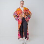 Hand Tie-Dye Maxi Kimono Duster: Boho Festival Cotton Cardigan - Yuma - Image 2