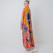 Hand Tie-Dye Maxi Kimono Duster: Boho Festival Cotton Cardigan - Yuma - Image 4