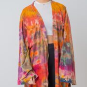 Hand Tie-Dye Maxi Kimono Duster: Boho Festival Cotton Cardigan - Yuma - Image 5