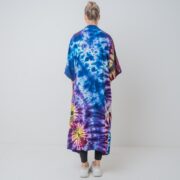 Handmade Tie Dye Kimono Duster: Cotton Festival Beach Coverup - Cypress - Image 4