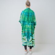 Handmade Cypress Tie Dye Kimono Duster: Cotton Beach Coverup - Cypress - Image 4
