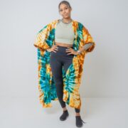 Handmade Tie Dye Kimono Duster: Tribal Festival Beach Coverup - Cypress