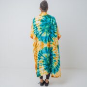 Handmade Tie Dye Kimono Duster: Tribal Festival Beach Coverup - Cypress - Image 4