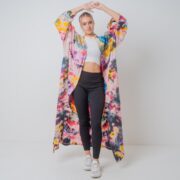 Hand Tie-Dye Kimono Duster: Plus Size Boho Cotton Cardigan - Yuma
