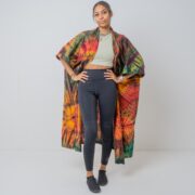 Handmade Tie Dye Kimono Duster: Cotton Festival Beach Coverup - Cypress
