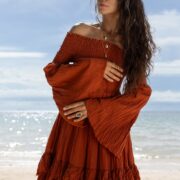 Off-Shoulder Bohemian Wedding Dress: Tiered Cotton Maxi - Lucia - Image 5