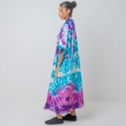 Handmade Tie Dye Kimono Duster: Cotton Festival Beach Coverup - Cypress - Image 2