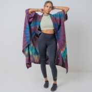 Handmade Tie Dye Cotton Kimono Duster: Bohemian Festival Coverup - Cypress - Image 2