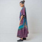 Handmade Tie Dye Cotton Kimono Duster: Bohemian Festival Coverup - Cypress - Image 3