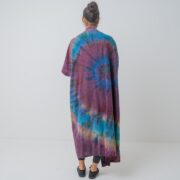 Handmade Tie Dye Cotton Kimono Duster: Bohemian Festival Coverup - Cypress - Image 4