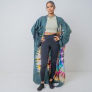 Hand Tie-Dye Kimono Duster: Boho Festival Jersey Cotton Coverup (Plus Size) - Yuma