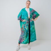 Handmade Tie Dye Kimono Duster: Cotton Festival Beach Coverup - Cypress