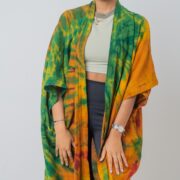 Handmade Cypress Tie Dye Kimono Duster: Bohemian Festival Coverup - Cypress - Image 4