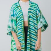 Handmade Cypress Tie Dye Kimono Duster: Cotton Beach Coverup - Cypress - Image 5