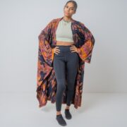 Hand Tie-Dye Maxi Kimono Duster: Boho Festival Cotton Cardigan - Yuma