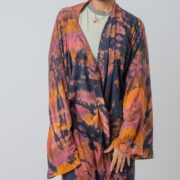 Hand Tie-Dye Maxi Kimono Duster: Boho Festival Cotton Cardigan - Yuma - Image 5
