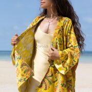 Handmade Cotton Velvet Kimono: Boho Chic Jacket, Plus Size - Mei - Image 4