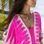 Handmade Embroidered Kaftan Dress: Crochet Cotton Beach Coverup - Oceano - Image 4