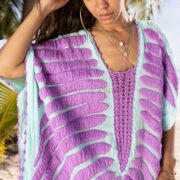 Embroidered Crochet Kaftan Dress: Handmade Cotton Beach Coverup - Oceano - Image 5
