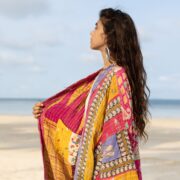 Reversible Vintage Quilted Kimono Duster: Handmade Boho Cotton Coat - Sakura - Image 3