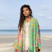Reversible Vintage Quilted Kimono Duster: Handmade Boho Cotton Coat - Sakura - Image 4