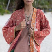 Reversible Quilted Kimono Duster Coat: Vintage Boho Cotton Maxi - Sakura - Image 4