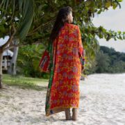 Reversible Quilted Kimono Duster: Vintage Sakura Print, Handmade Boho Coat - Image 3